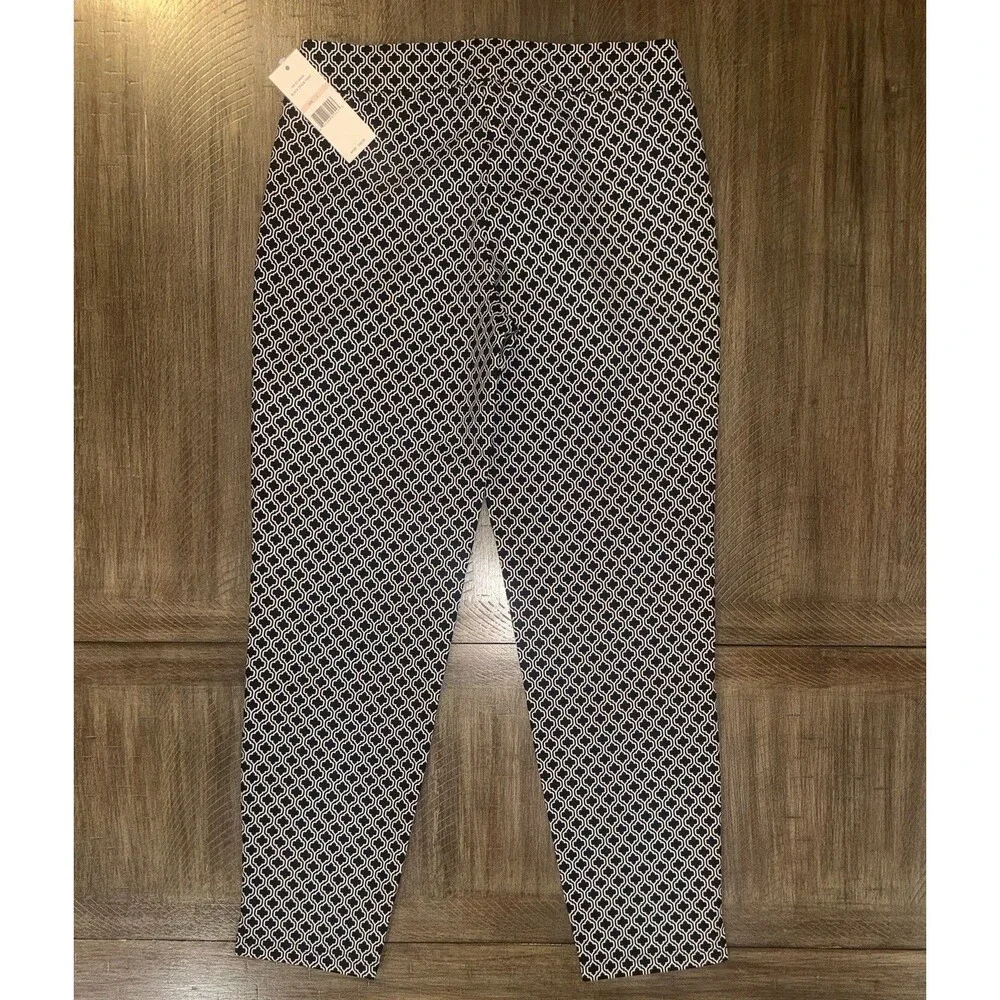 NWT Nanette Lepore Black Spade Print Comfort Pull On Cropped Pant Size 2 NEW $68
